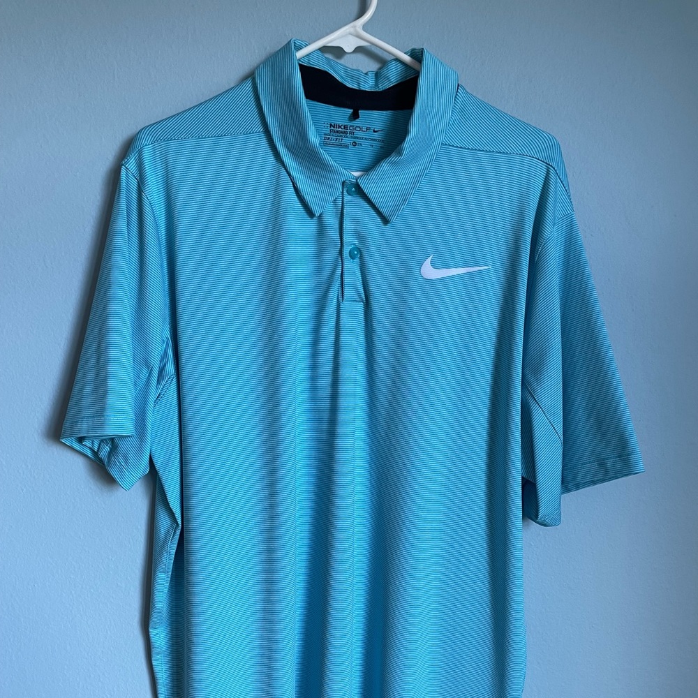 Nike Golf Standard Fit SS Blue Striped Polo Shirt Mens Size XL 833097-586